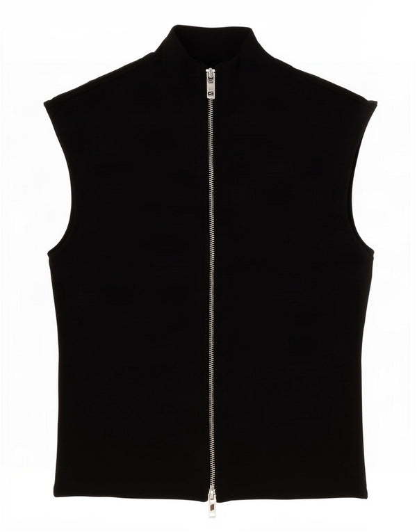 Zara Blusa Sin Mangas Con Cremallera Completa Para Mujer UK 10 Small Viscosa Negra