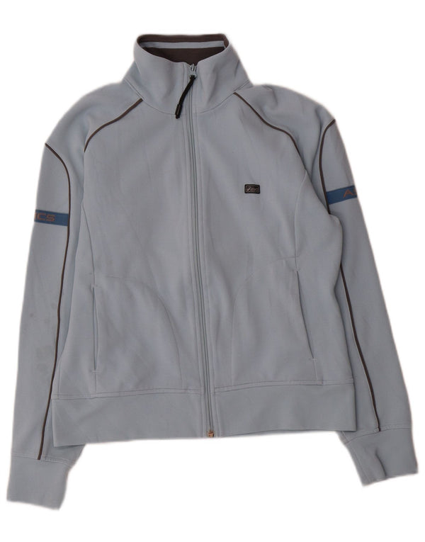 ASICS Womens Tracksuit Top Jacket UK 10 Small Blue Acrylic