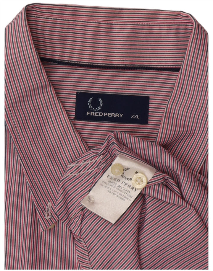 Fred Perry Camisa para hombre 2XL Algodón a rayas rosa
