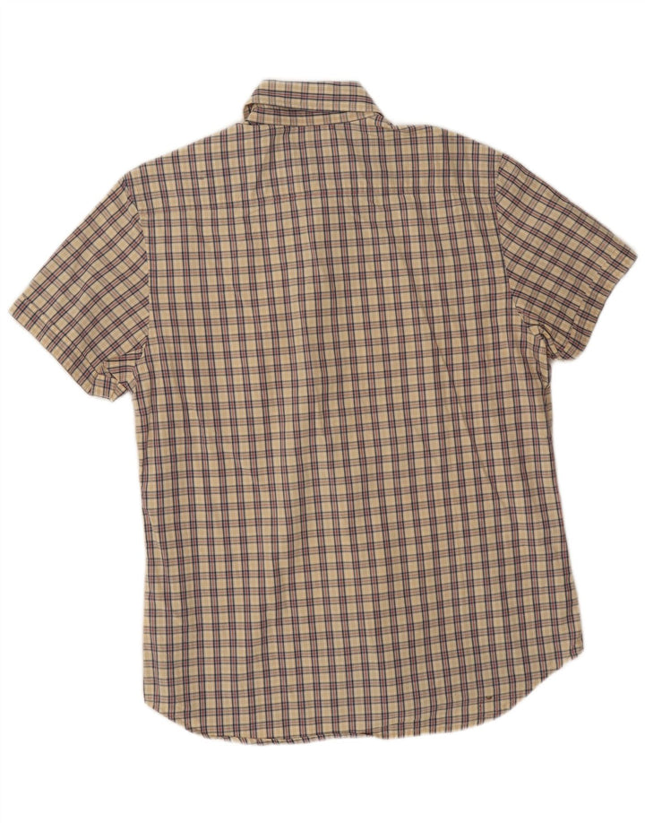 Camisa Calvin Klein Jeans Hombre Manga Corta Cuadros Beige Grande
