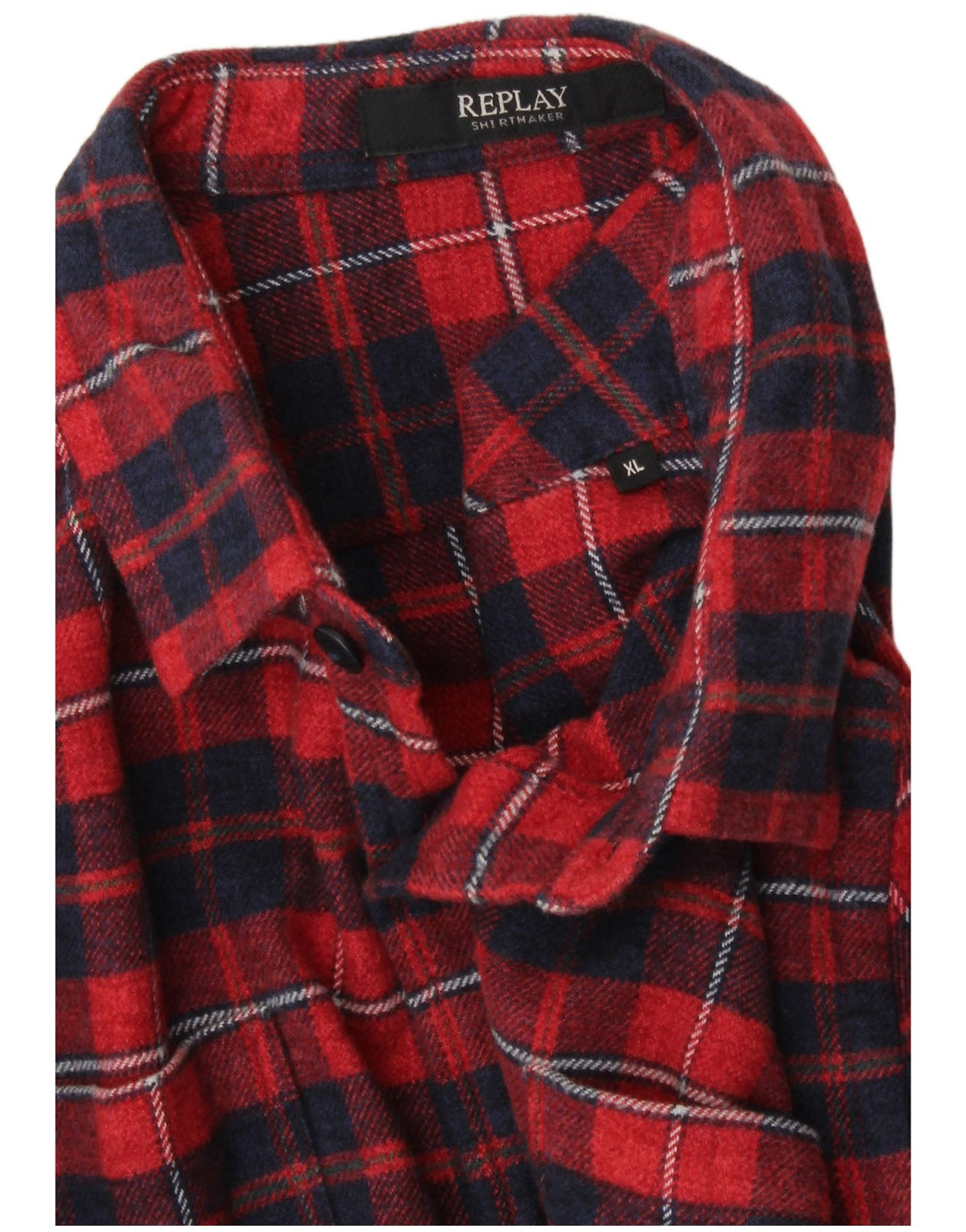 REPLAY Camisa de franela para hombre XL Algodón a cuadros rojos