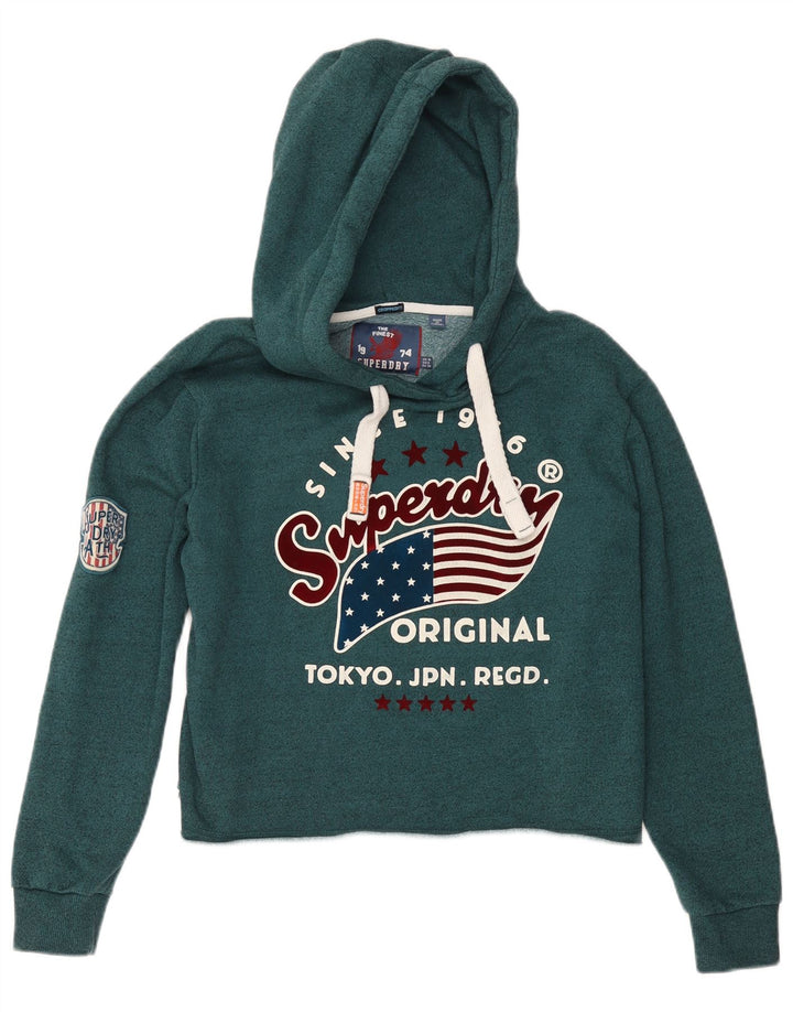 SUPERDRY Jersey con capucha y gráfico de corte extragrande para mujer UK 10 Small Green