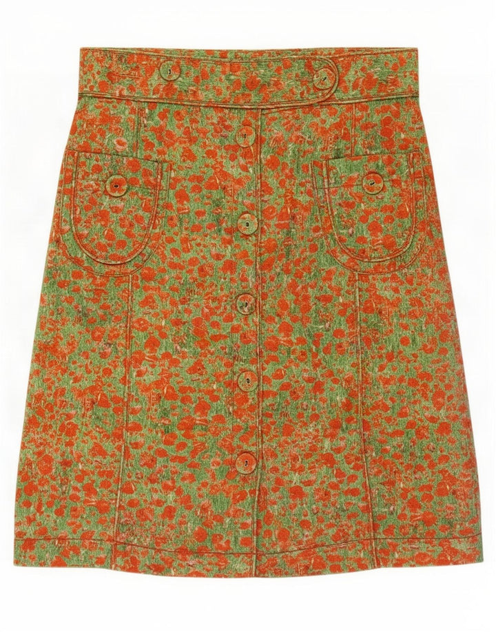 Paul Smith Falda Acampanada con Patrón Abstracto para Mujer Mediana W30 Algodón Naranja