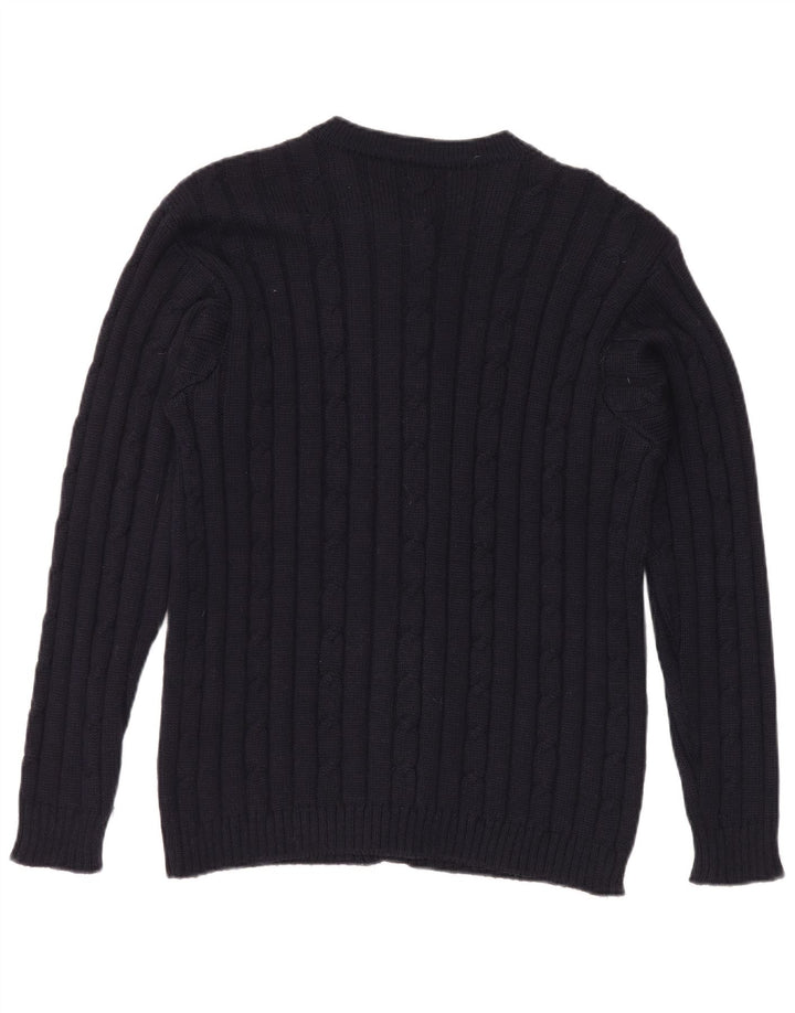 Vintage mujer Cardigan suéter Reino Unido 12 azul marino medio