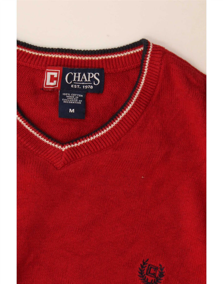 Chaps Jersey con cuello en V para hombre de algodón rojo medio