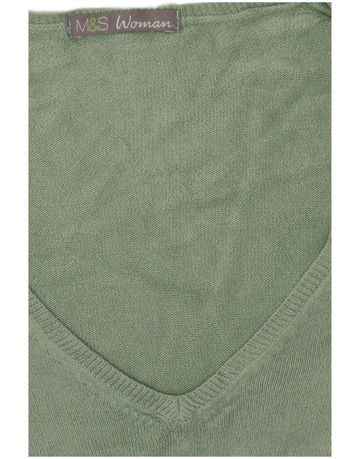 Marks & Spencer Suéter con Cuello en V para Mujer UK 40 Verde Medio