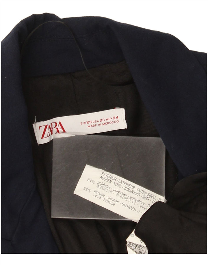 Zara Chaqueta Blazer De 1 Botón Para Mujer UK 6 XS Poliéster Azul Marino