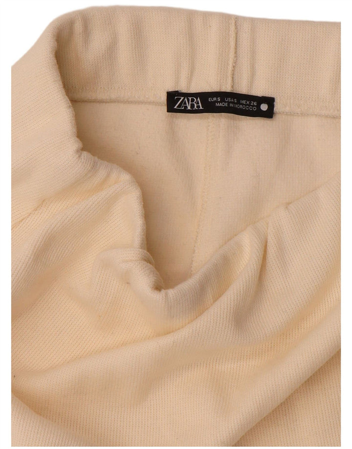 Zara Mujer Falda Midi De Punto Pequeña W27 Blanco Roto