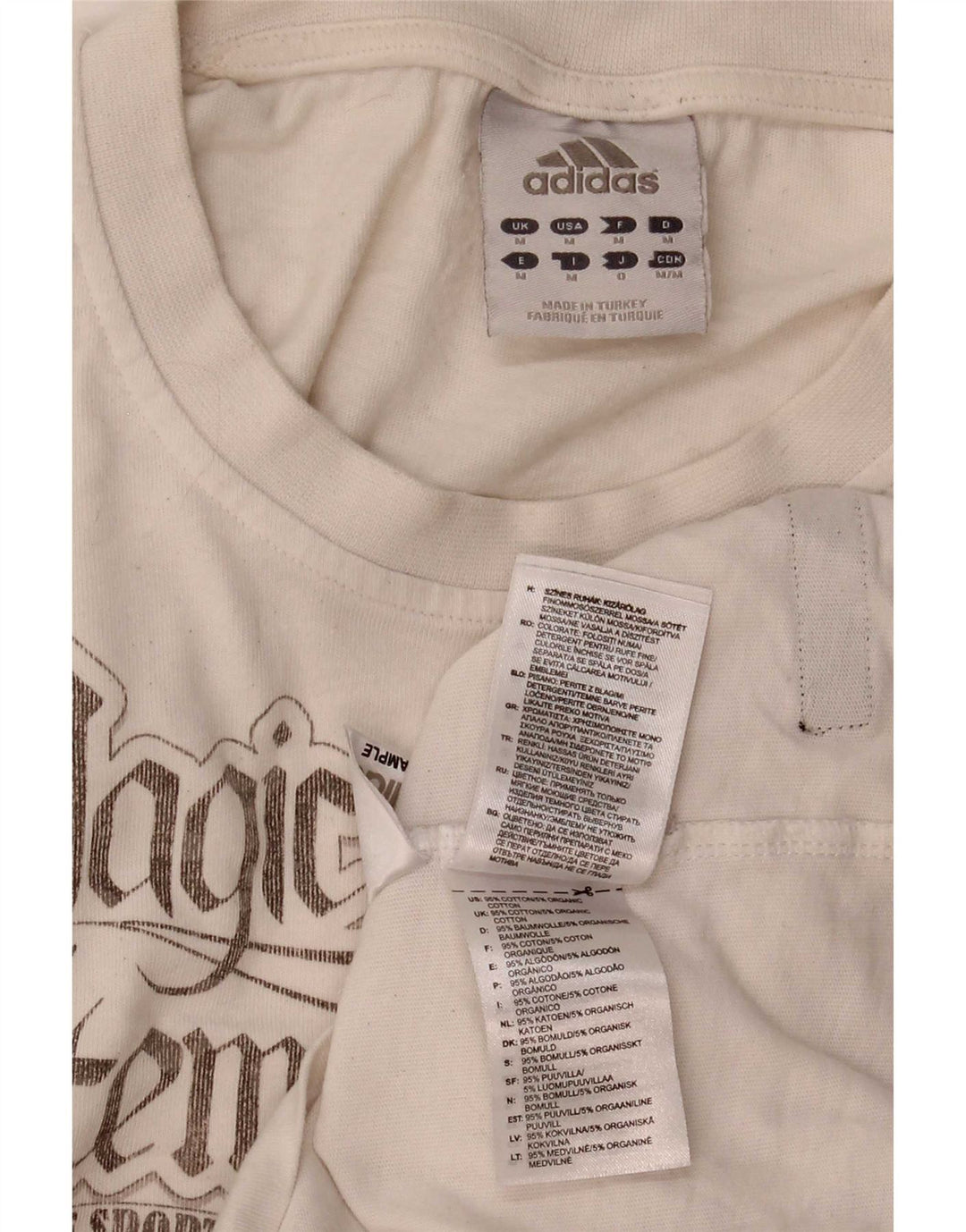 Adidas - Camiseta gráfica para hombre, talla mediana, algodón blanco