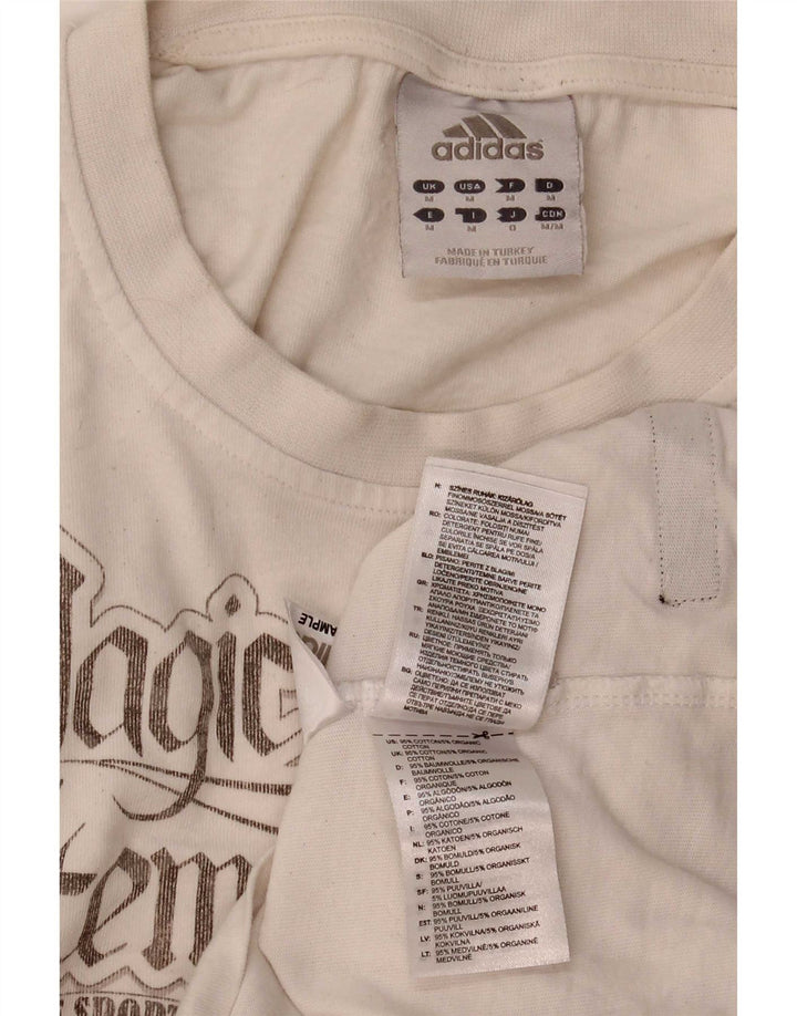 Adidas - Camiseta gráfica para hombre, talla mediana, algodón blanco