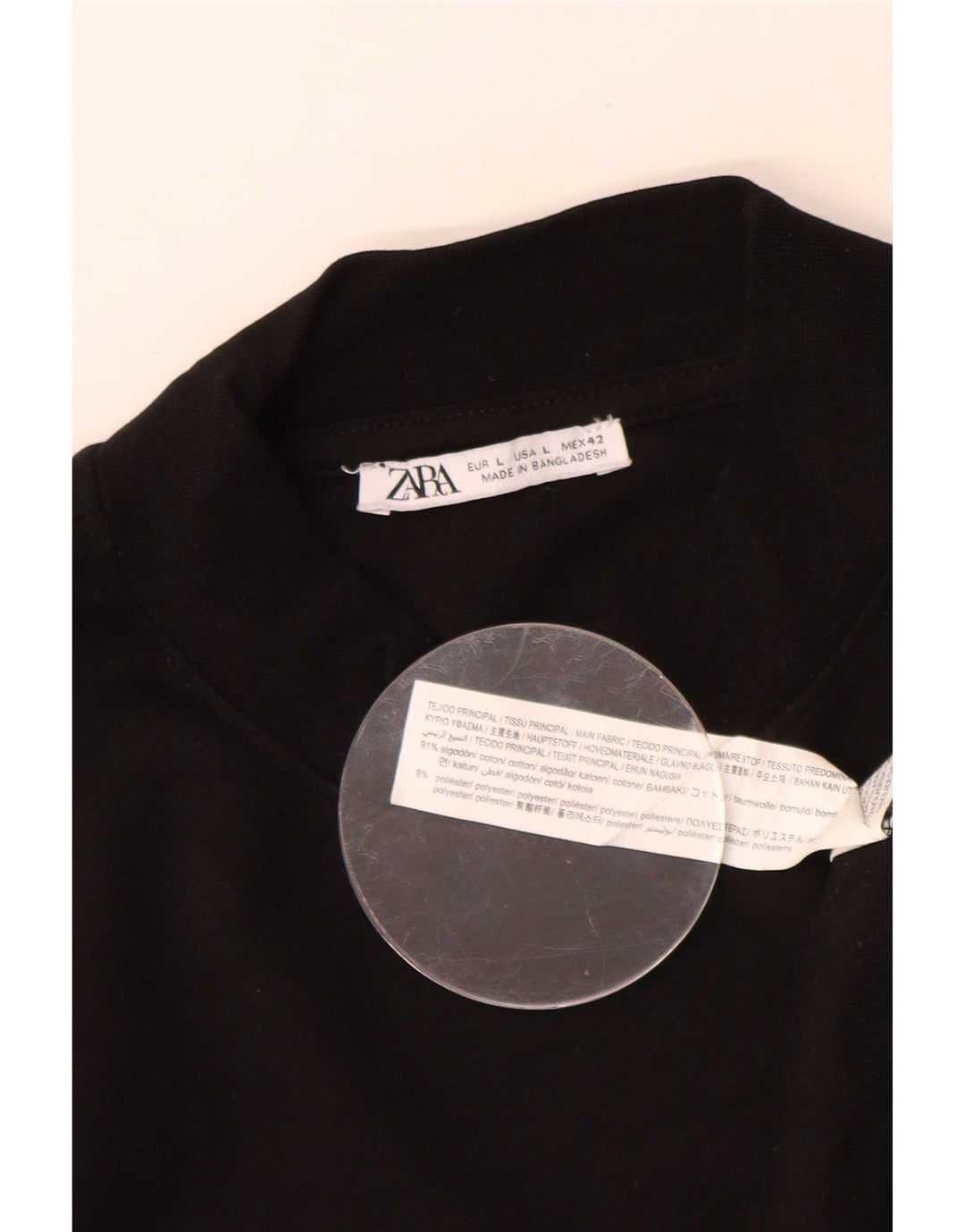 Zara Hombre Sudadera Jumper Large Negro Algodón
