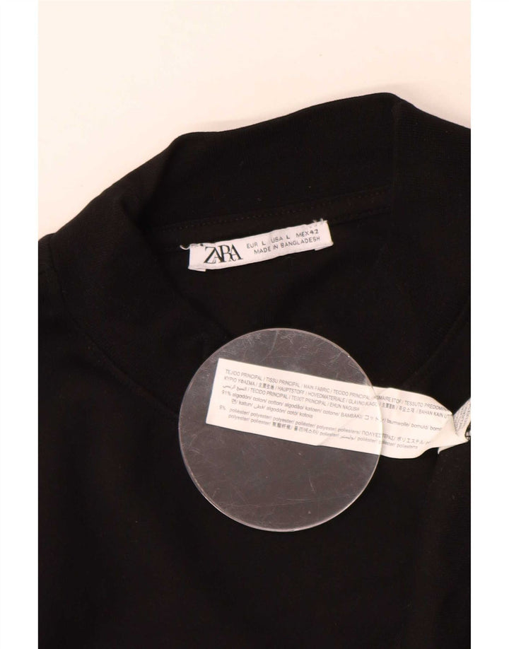 Zara Hombre Sudadera Jumper Large Negro Algodón