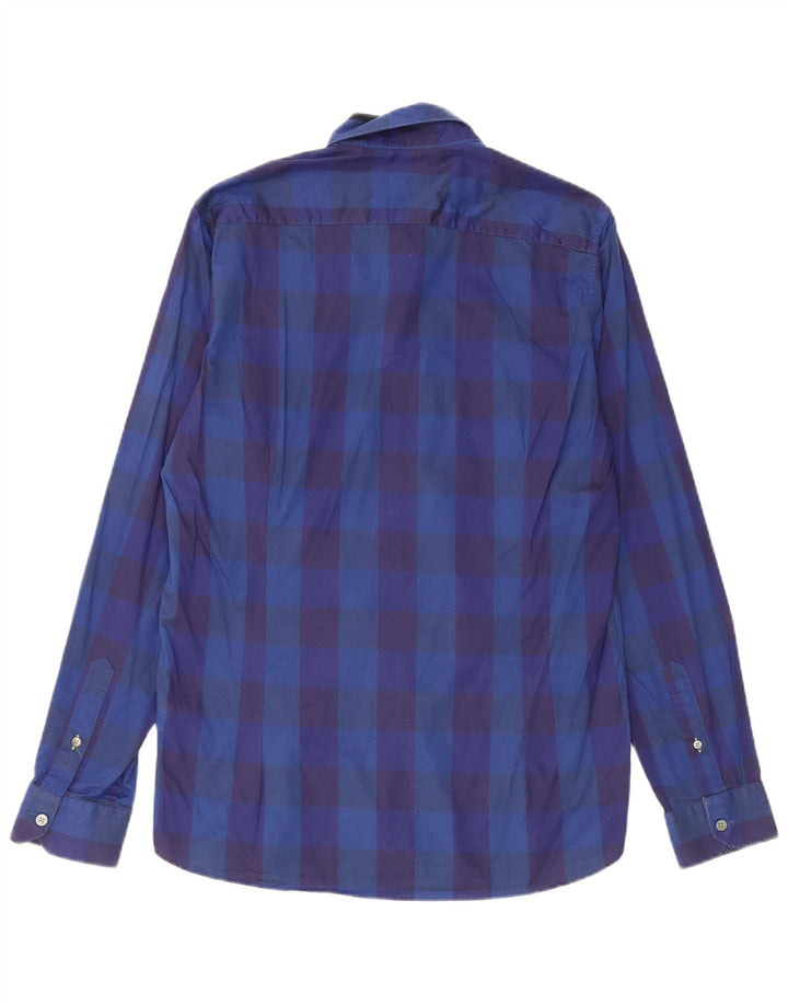 Ted Baker Camisa para hombre Talla 3 Algodón a cuadros azul mediano