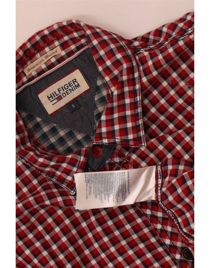 Camisa Tommy Hilfiger para hombre pequeña de algodón a cuadros rojo
