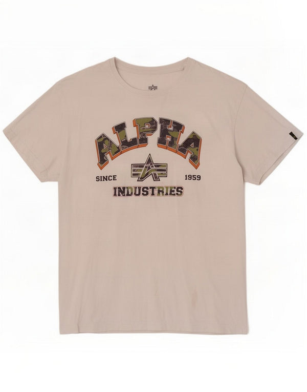 Alpha Industries Camiseta estampada para hombre XL Algodón blanco