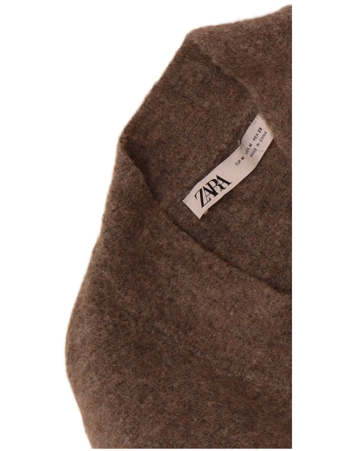 Zara Mujer Cárdigan Suéter UK 42 Marrón Medio Poliamida