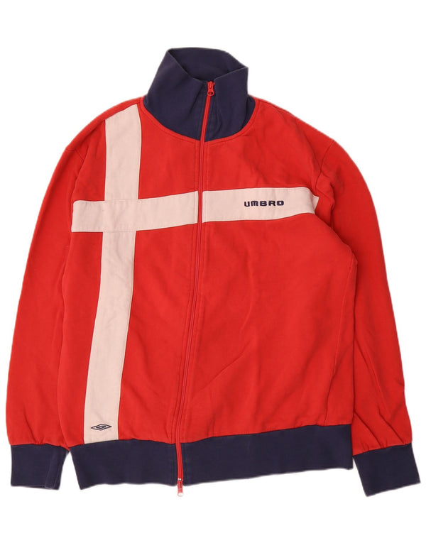 Umbro Hombre Chándal Top Chaqueta XL Rojo Colorblock Algodón