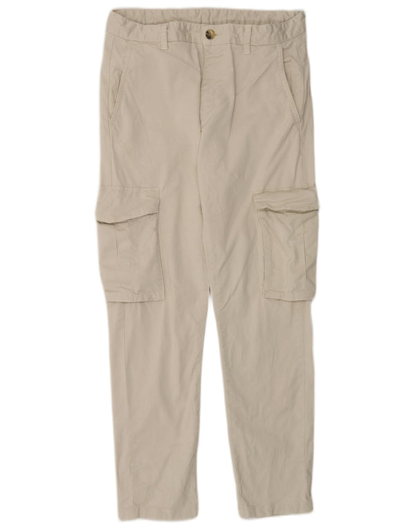 Zara Mens Slim Cargo Pantalones EU 38 Small W30 L28 Algodón Blanco Roto