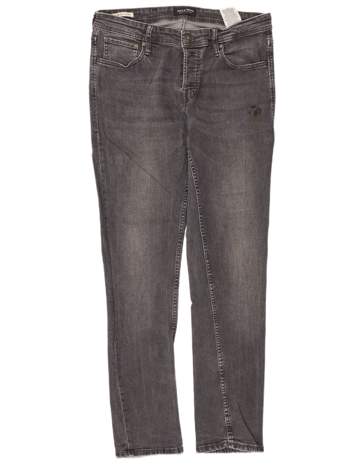 JACK & JONES Vaqueros slim GLENN para hombre W32 L32 Algodón gris