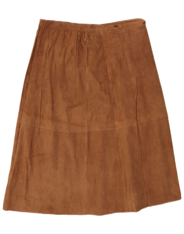 Vintage Mujer Ante Wrap Falda W30 Marrón Medio
