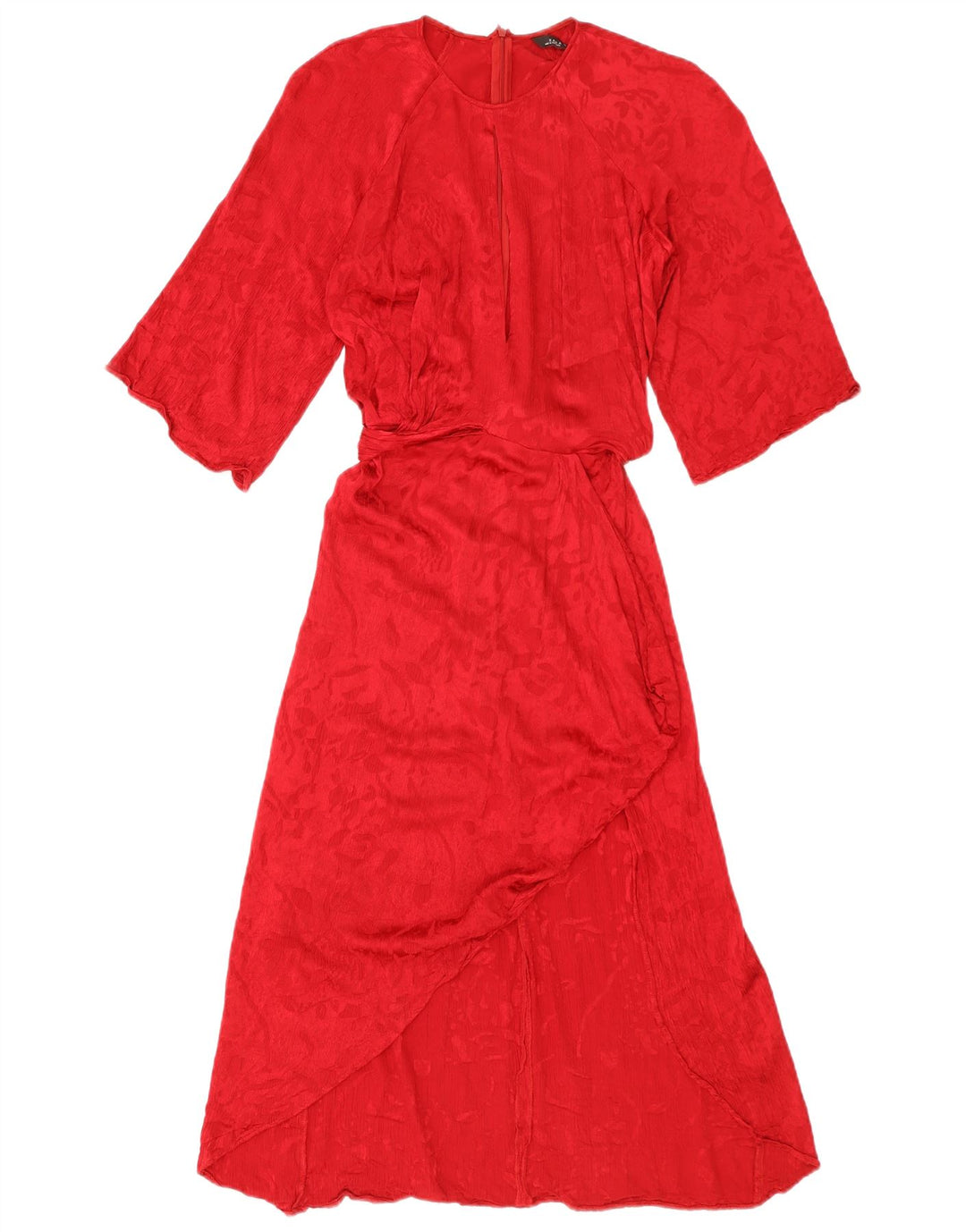 Zara Mujer Maxi Vestido UK 10 Small Viscosa Roja