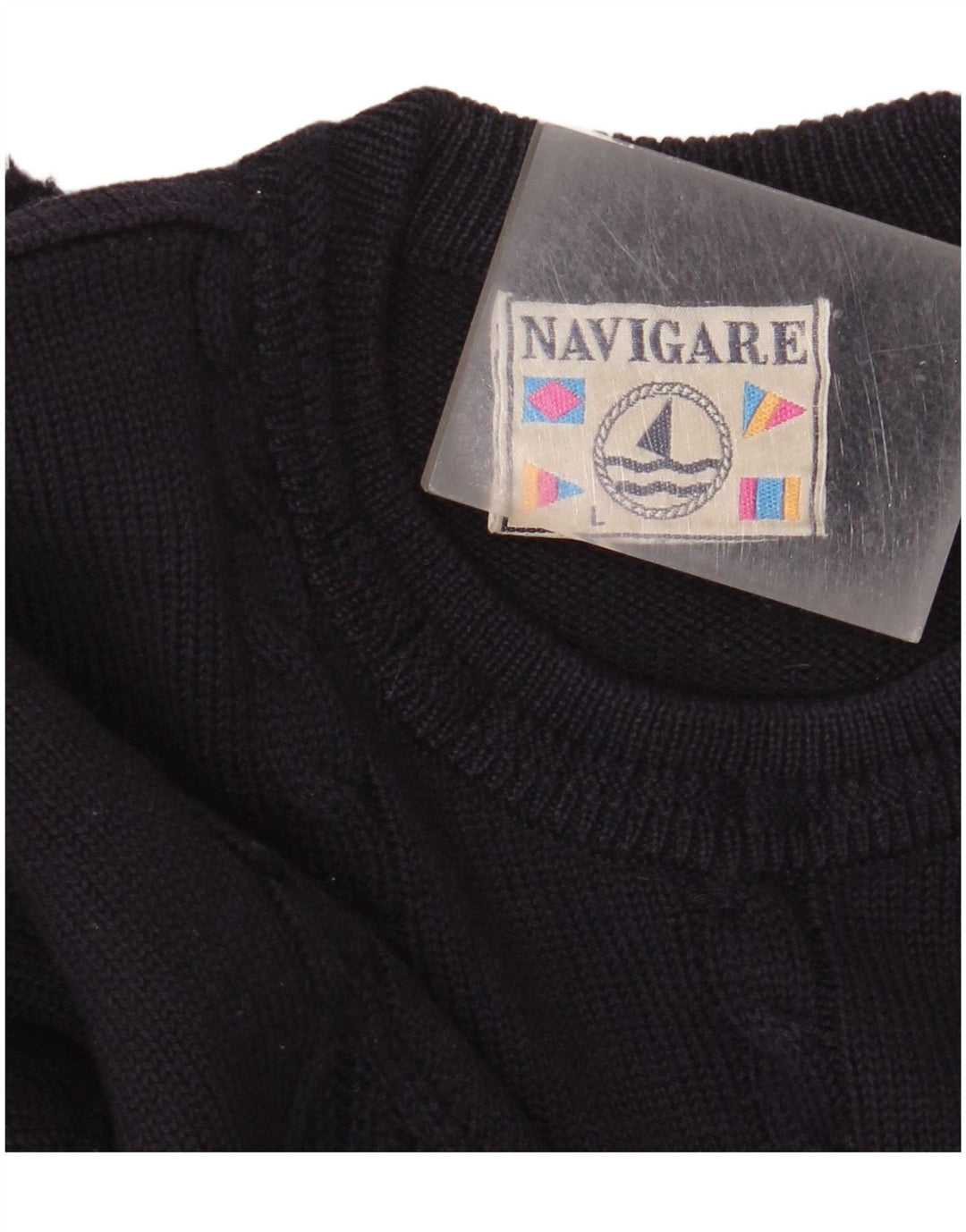Navigare Suéter tipo jersey con cuello redondo para hombre, talla grande, azul marino, Argyle/Diamante