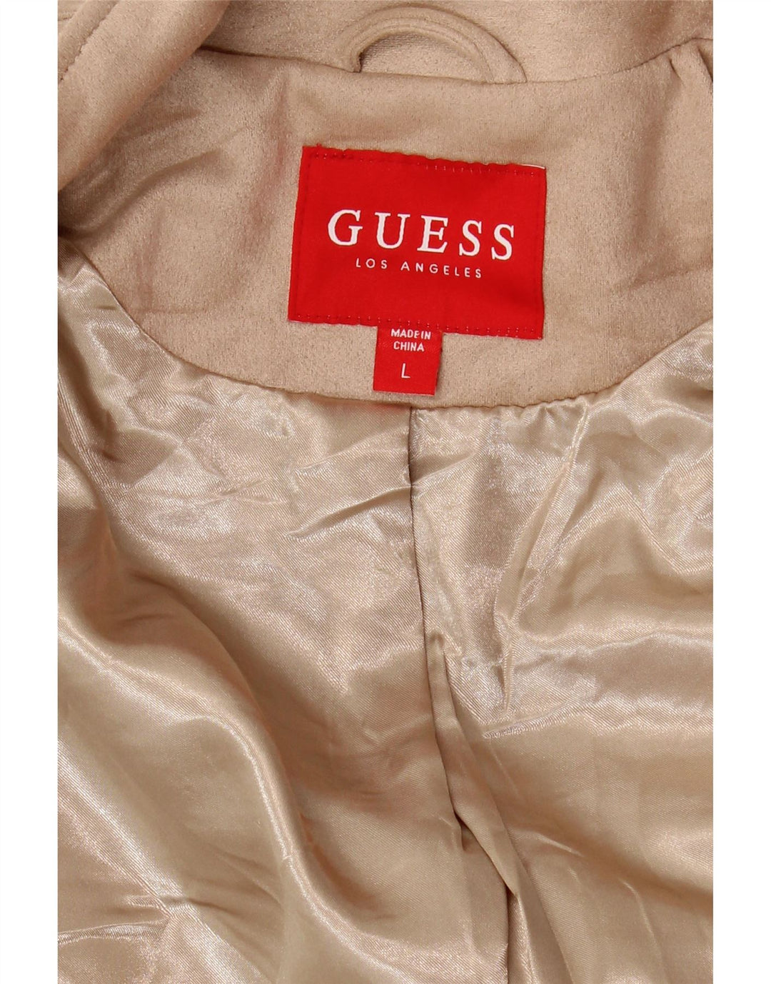 GUESS Chaqueta motera de punto corto para mujer UK 46 Large Beige