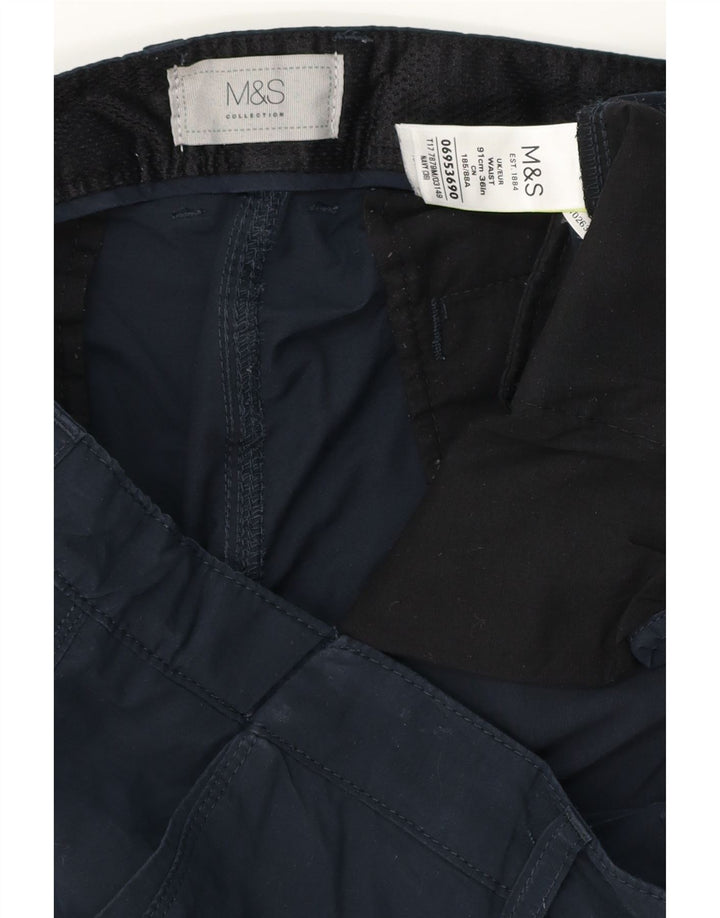 MARKS & SPENCER Shorts cargo para hombre W36 Large Poliéster azul marino