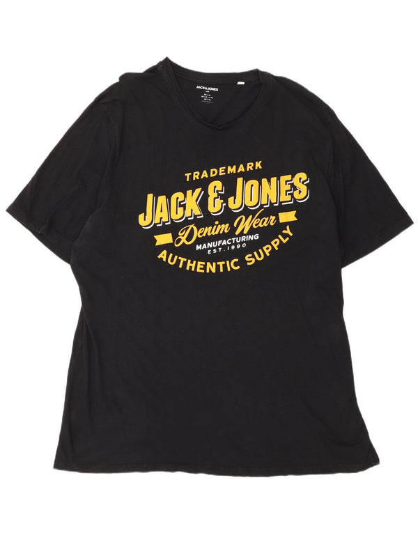 Jack & Jones Camiseta gráfica para hombre Top 2XL Algodón negro