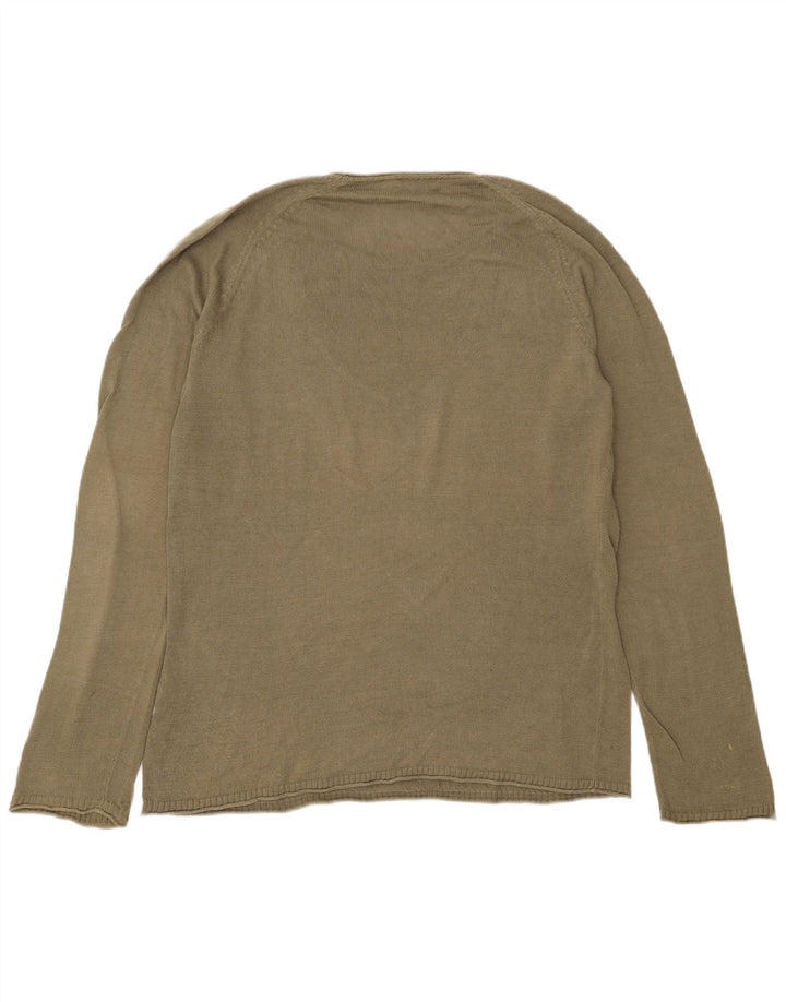 Cos - Jersey de cuello redondo para hombre, talla grande, algodón caqui