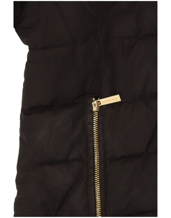 Michael Kors Abrigo acolchado con capucha para mujer UK 44 Poliéster negro mediano