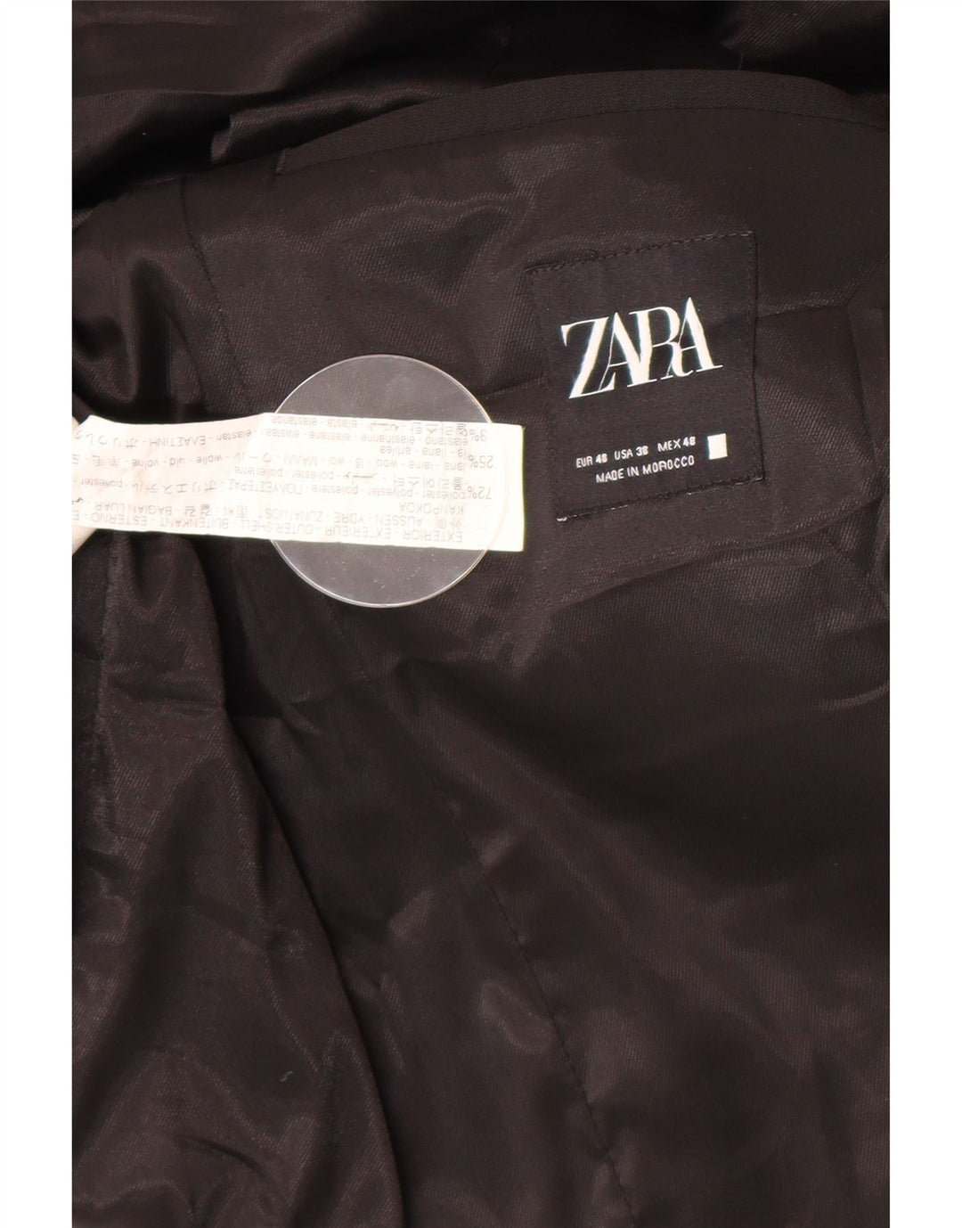 Zara Chaqueta tipo blazer de 2 botones para hombre EU 48 Mediano Negro Poliéster