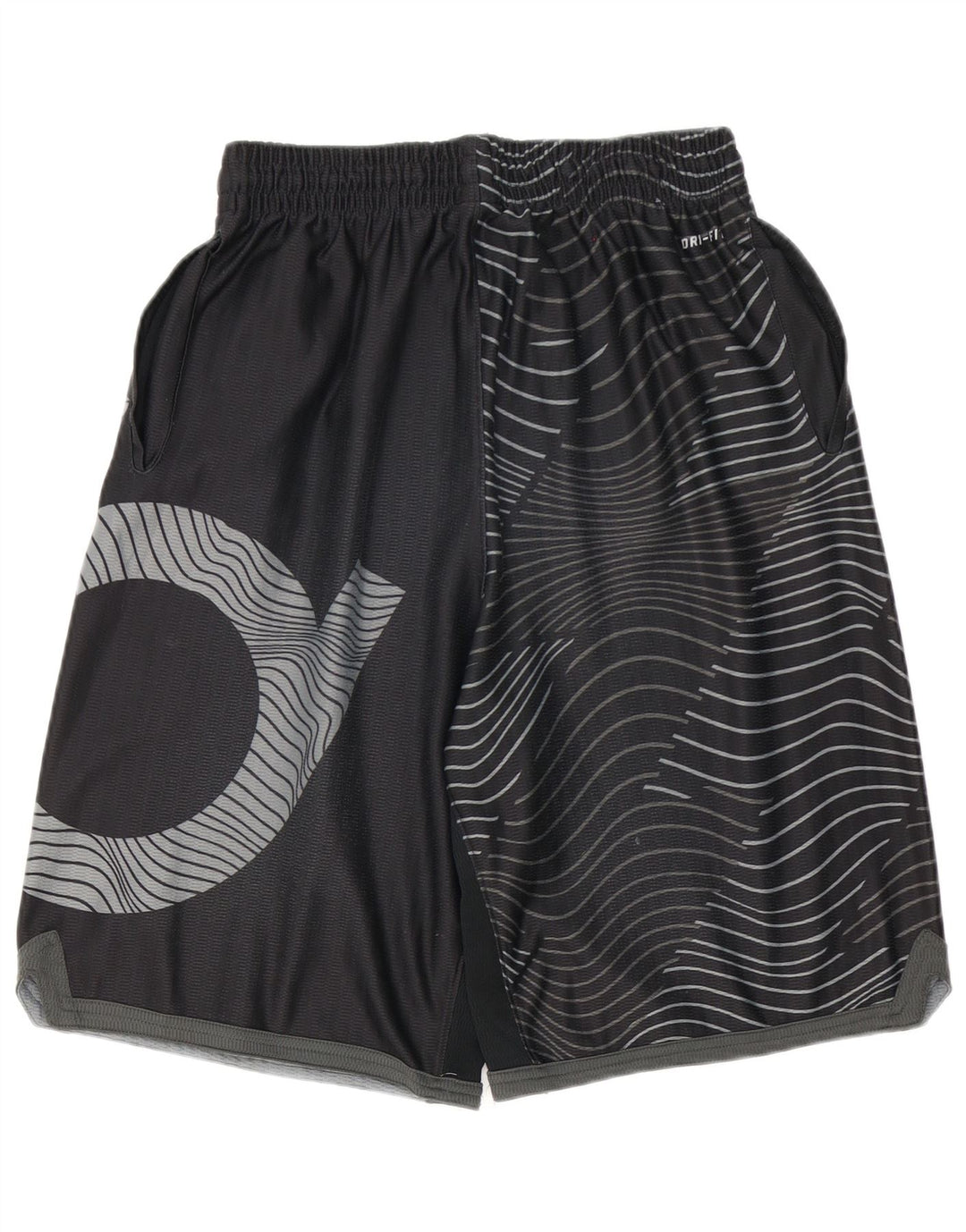NIKE Pantalones cortos deportivos Dri Fit para hombre, poliéster geométrico negro grande