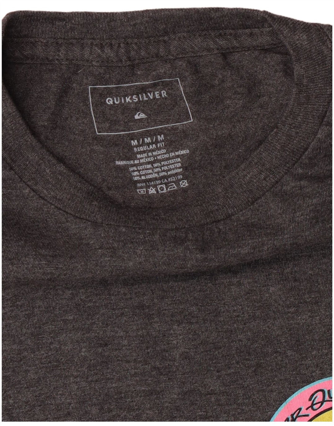 Quiksilver Camiseta con gráfico de ajuste regular para hombre Top de algodón gris medio