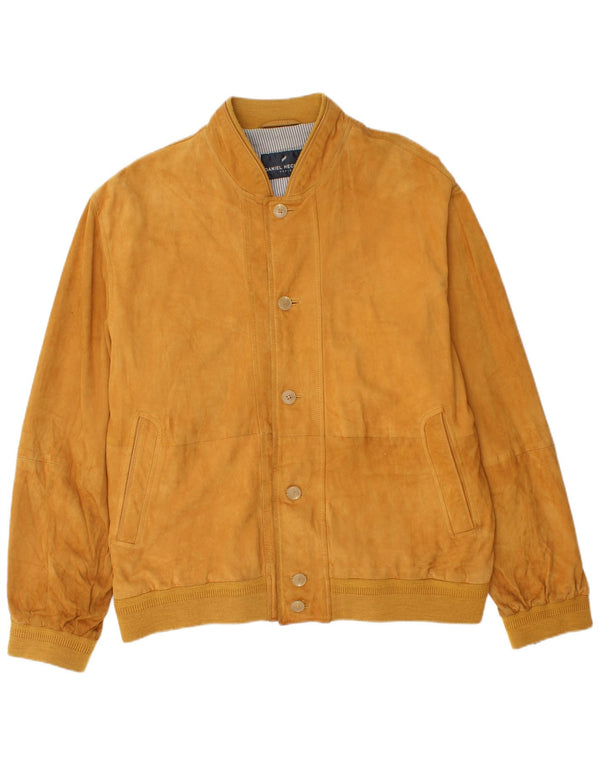 Daniel Hechter Chaqueta bomber de ante para hombre IT 54 2XL Cuero amarillo