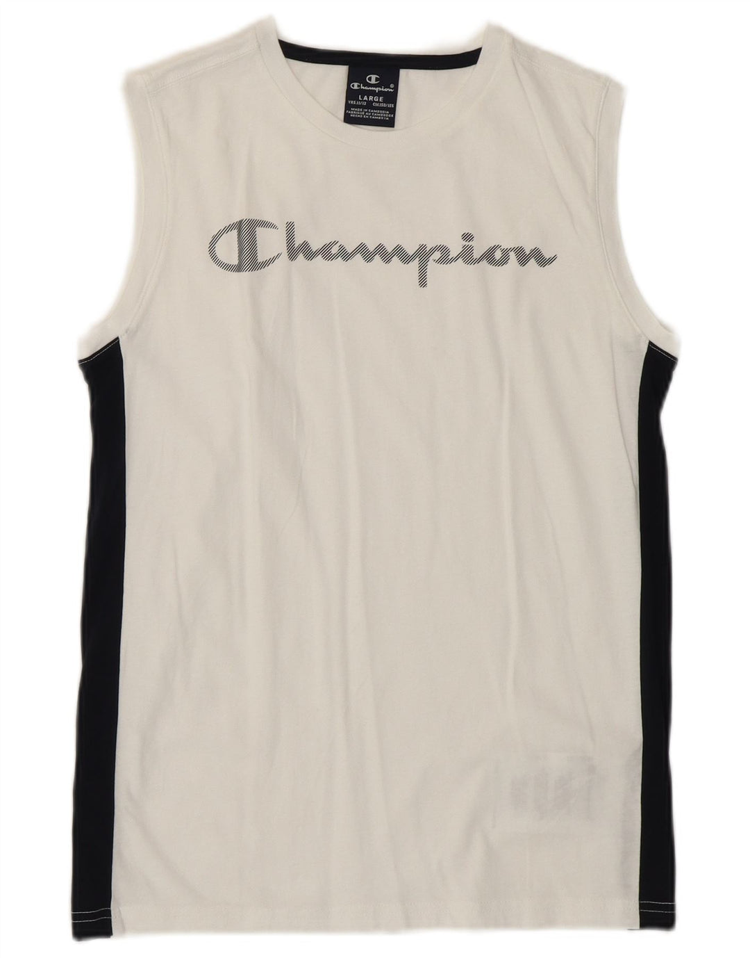 Champion Camiseta sin mangas estampada para niños 11-12 años Grande Blanco Colorblock Deportes