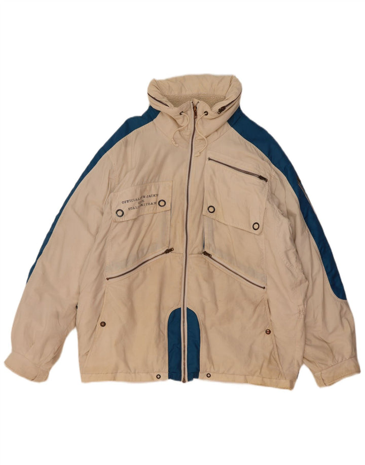 Colmar Hombre Chaqueta De Esquí Extragrande Con Capucha IT 50 Medium Off White Colorblock