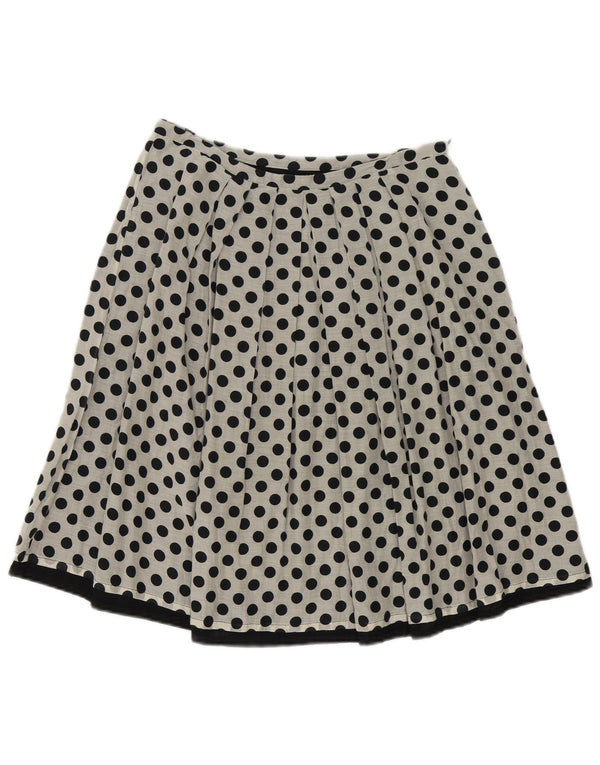 Benetton Falda Acampanada Plisada IT 42 Medium W30 Algodón De Lunares Gris