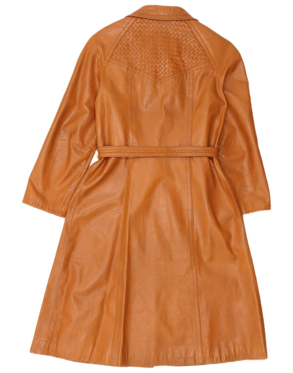 Vintage mujer cuero abrigo Reino Unido 10 pequeño beige