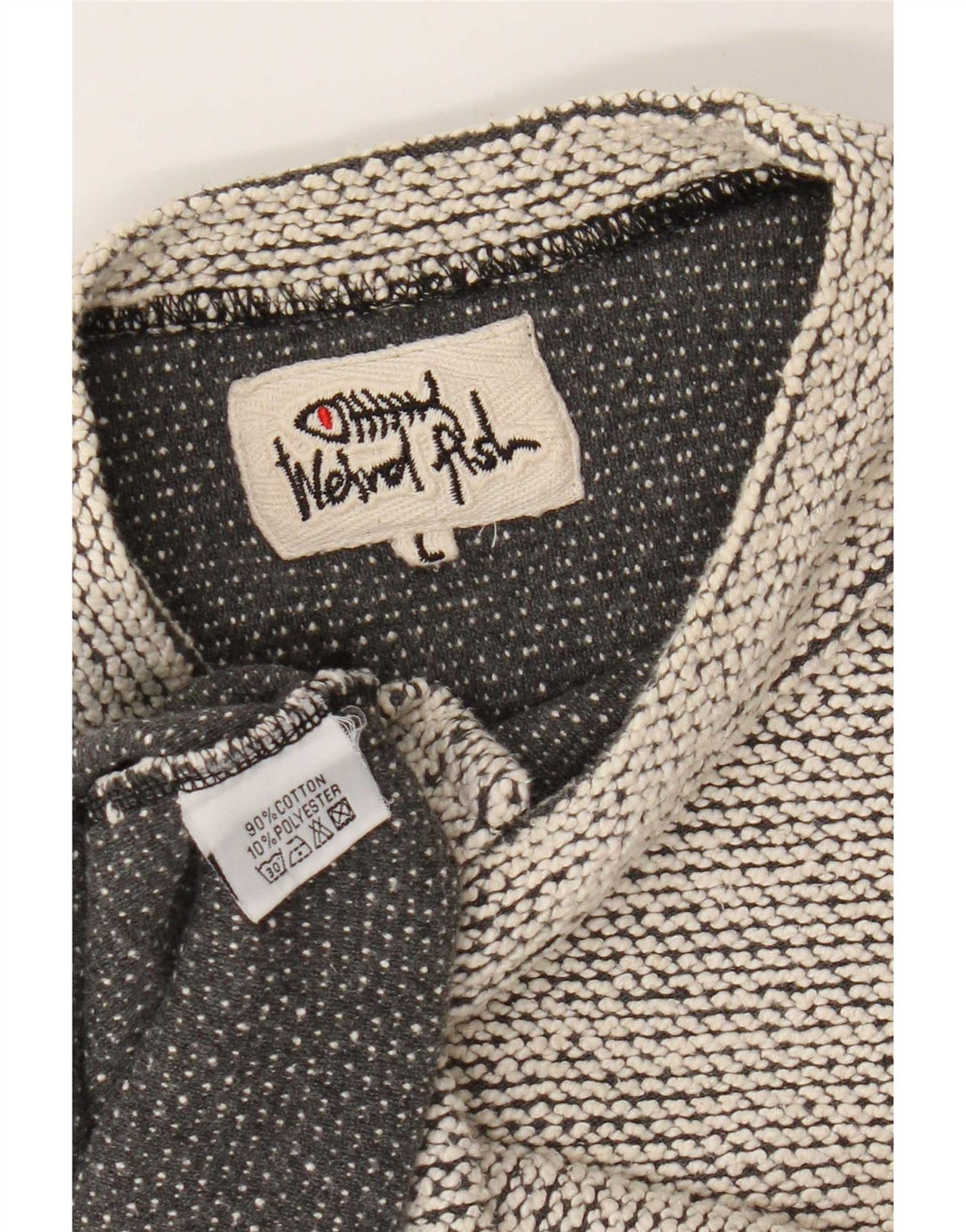 Weird Fish - Jersey de cuello redondo para hombre, talla grande, algodón blanco roto
