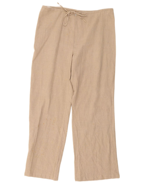 Marks & Spencer Pantalones casuales de cintura alta para mujer UK 40 Large W36 L30 Beige