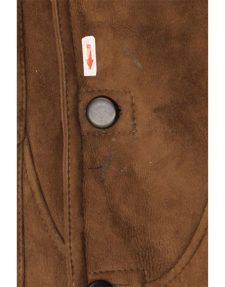 Vintage hombres shearling chaqueta Reino Unido 40 gran marrón shearling