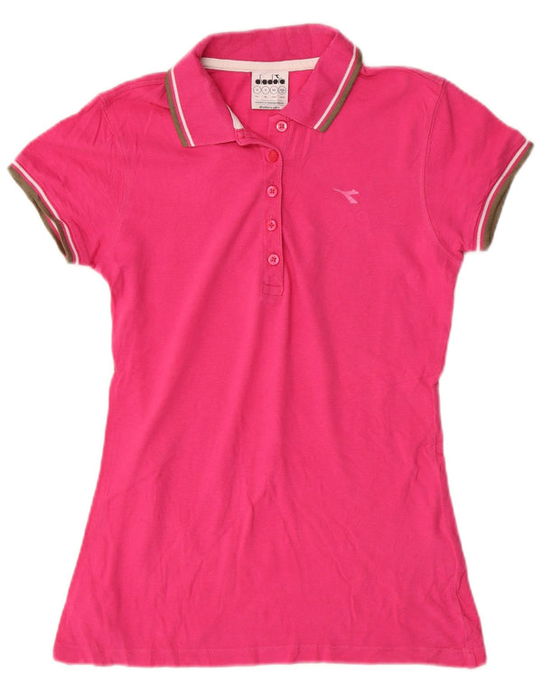 Diadora Polo para mujer UK 10 Small Pink Cotton