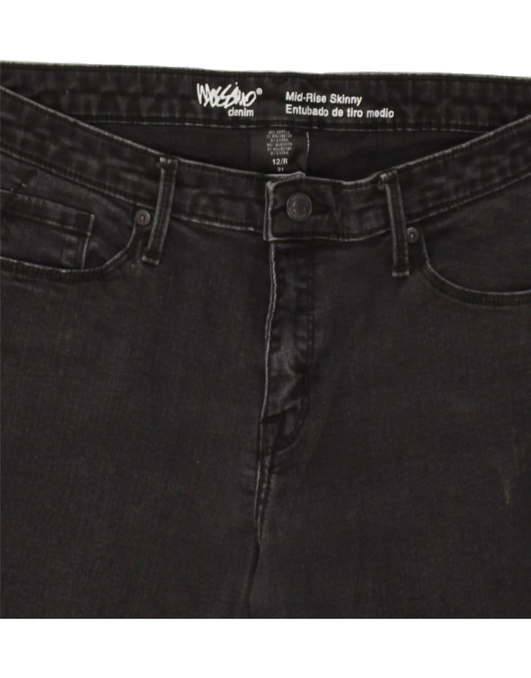 MOSSIMO Womens Mid Rise Skinny Jeans UK 12 Medium W31 L29 Black Cotton | Vintage Mossimo | Thrift | Second-Hand Mossimo | Used Clothing | Messina Hembry 