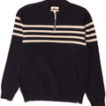 Marks & Spencer Jersey con cuello y cremallera para hombre, talla grande, rayas azul marino