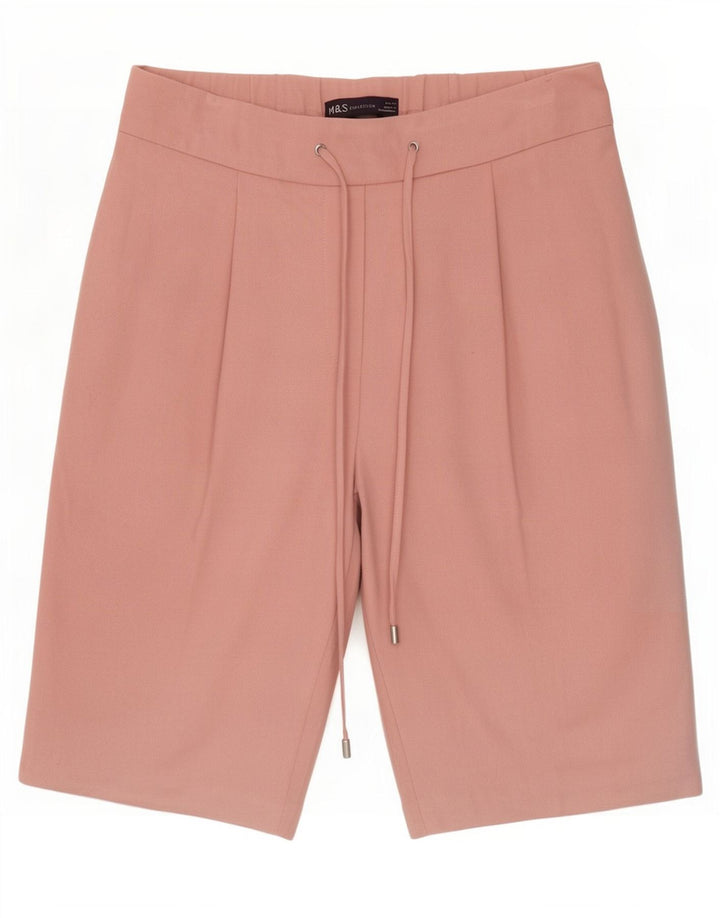 Marks & Spencer Bermudas para mujer UK 12 Medium W30 Poliéster rosa