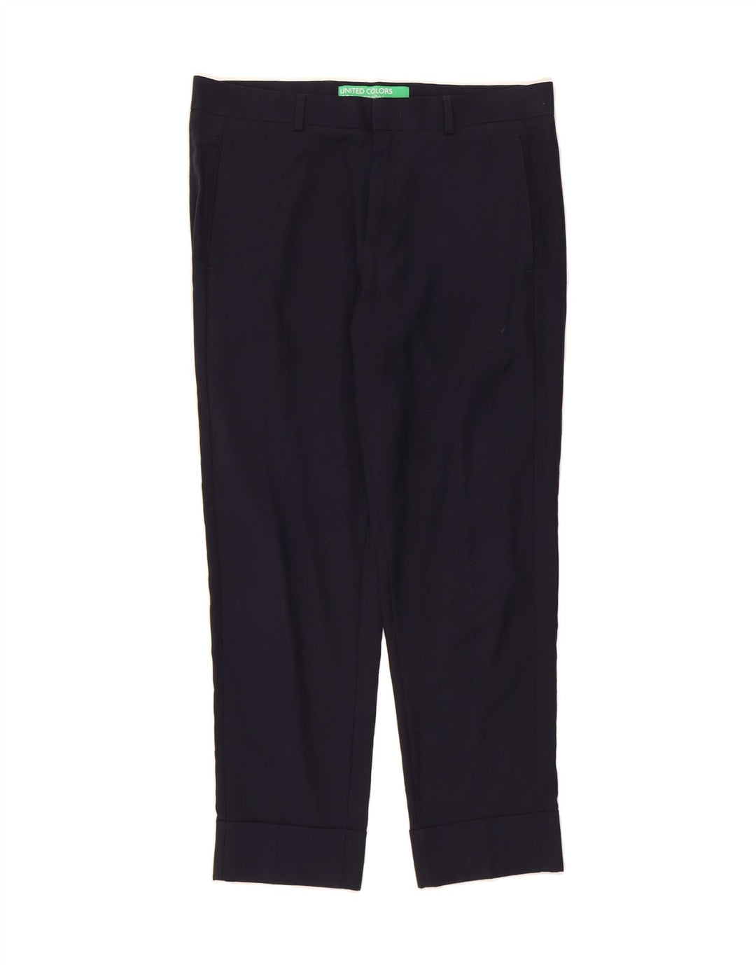 BENETTON Mens Slim Chino Trousers IT 48 Medium W34 L28 Navy Blue Polyester Vintage Benetton and Second-Hand Benetton from Messina Hembry 