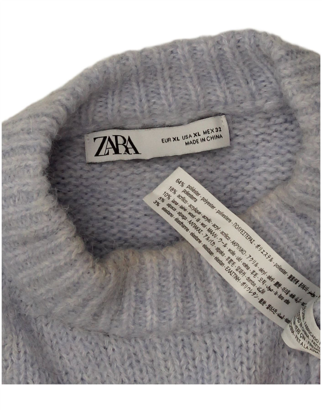 Zara Mujer Jersey Oversize Con Cuello Redondo UK 40 XL Poliéster Azul