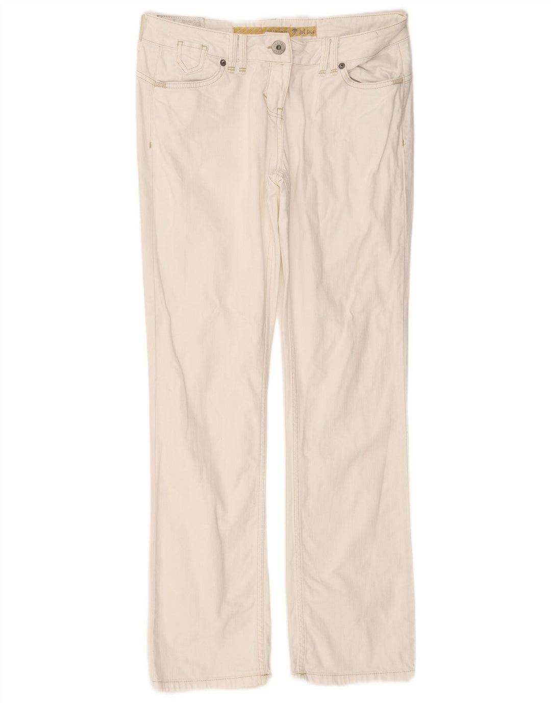 FAT FACE Vaqueros rectos de cintura baja para mujer UK 12 Medium W32 L31 Blanco