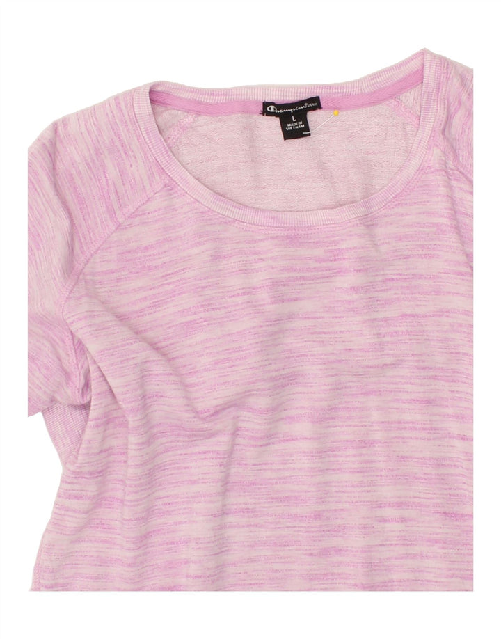 CHAMPION Womens Sweatshirt Jumper UK 16 Large Pink Rayon Vintage Champion and Second-Hand Champion from Messina Hembry 